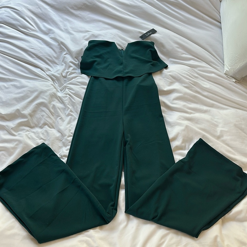 Dark Green Lulus Strapless Jumpsuit. Size S. Never worn!